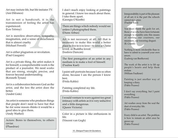 Dialogue Project Quotations & Public Art Book